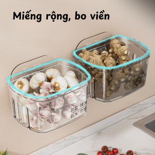 Giỏ Đựng Hành Tỏi Treo Tường Trong Suốt Có Miếng Dán, Giỏ Nhựa Dán Tường Nhà Bếp Tiện Lợi, Bền Đẹp