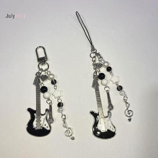 JULYHOT Đàn Guitar Dễ Thương Micro Hạt Điện Thoại Di Động Dây Xích Ngọt Quyến Rũ Móc Khóa Ba Lô Nhạc Note Mặt Dây Chuyền Túi Trang Trí Cô Gái Quà Tặng Massivedeals