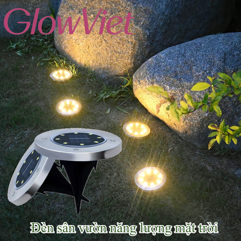 Đèn sân vườn tròn năng lượng mặt trời, Đèn bãi cỏ ngoài trời, Phong Cảnh Vườn, không Thấm Nước