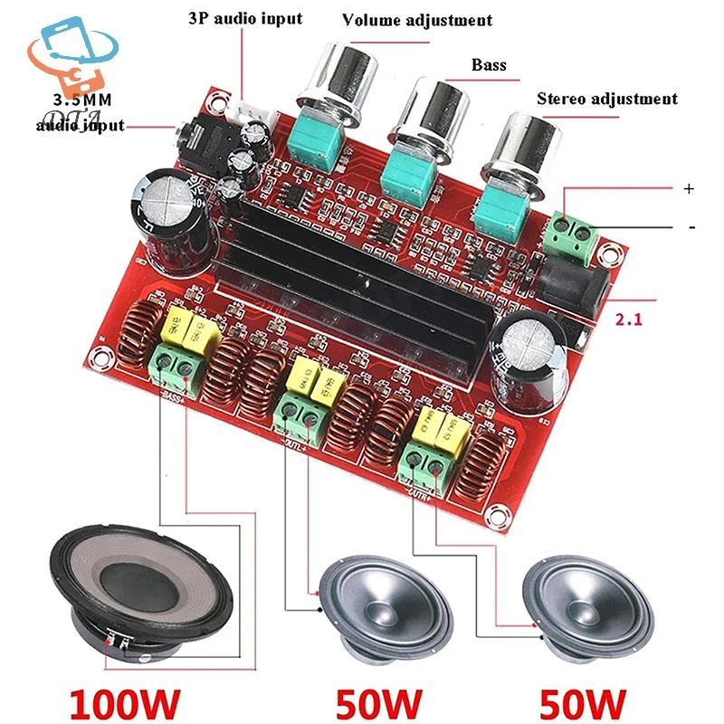 [DTA] TPA3116D2 Channel 2.1 Mô-đun bảng khuếch đại công suất loa siêu trầm kỹ thuật số XH-M139 12V - 24V 2 * 50W + 100W Bảng khuếch đại HiFi VN
