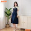 Đầm thiết kế BEMINE cổ tim phối ren hoa đính nơ dáng chữ A phù hợp đi làm-MT11032