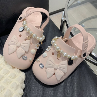 Xixitiao Sweet Bow Mùa Hè Bé Gái Đế Mềm Thoải Mái Giày Lỗ Ngoài Trời