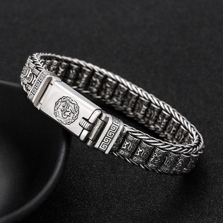S925 Sterling Bạc Lulutong Kinh Luân Vòng tay sáu ký tự thần chú chuyển hạt vòng tay nam thiết kế mới Retro