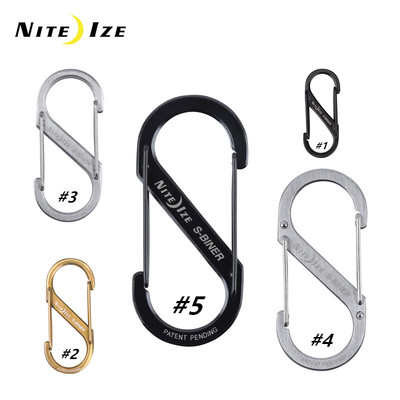 Niteize Thép không gỉ Carabiner 8 hình, móc khóa đa năng, treo chai nước, móc mở đôi