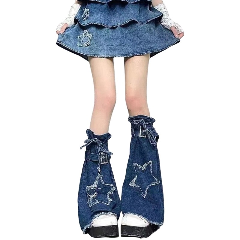 Woke Denims Chân Ấm Cho Nữ Và Bé Gái Ngọt Ngào Thoáng Mát loe Chân Ấm Punk Chân Dài Tất Thời Trang Chân Có Streetw