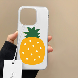 Glossy imd Big dứa minh họa Vỏ cho iPhone 16 15 14 13 12 11 Pro Max XR X XS Bìa cứng