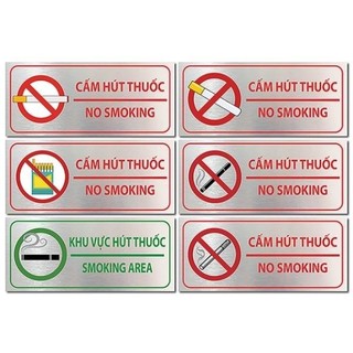 Biển cấm hút thuốc, bảng no smoking dán tường, biển cấm thuốc lá in UV trên Alu sắt nét
