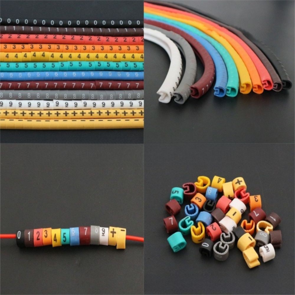 SLICELLIFE Dây Cách Nhiệt Tay, 0-9 Số Nhiều Màu Số Ống Số Nhận Dạng Dây, Đánh Dấu 1.5 Vuông Millimeter Cáp PVC Bút Đánh Dấu Tay Tủ Điện Dây