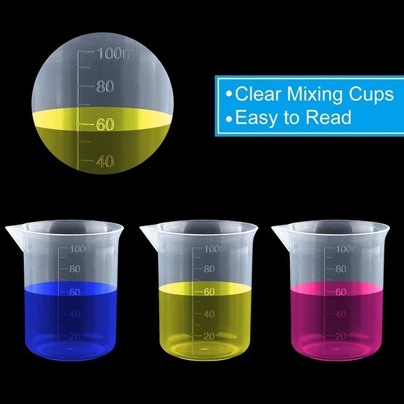 1-10 Cái 100ML Cốc Đo Nhựa Trong Suốt / Cốc Phòng Thí Nghiệm Tốt Nghiệp Cốc Bình Lỏng