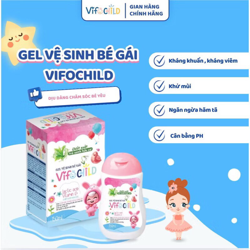 Gel vệ sinh bé Gái VIFOCHILD 150ml Dùng cho trẻ từ sơ sinh Chăm sóc dịu nhẹ vùng nhạy cảm Baby 1 1