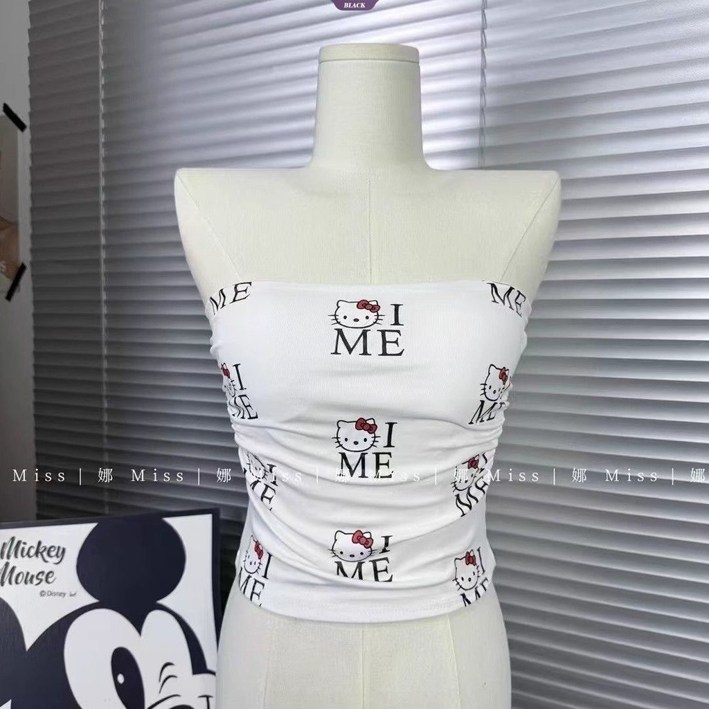 Có Miếng Lót Áo Ngực Một Vai Ống Top Nữ Mùa Hè Gợi Cảm Hello Kitty In Hình Tank Top Spice Girls Tops [BL]