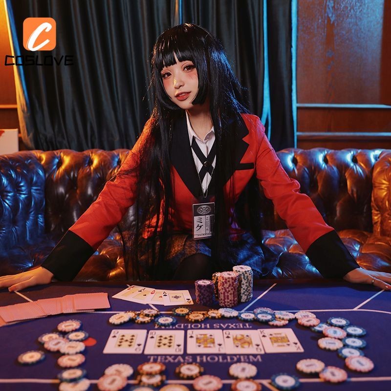 Anime Kakegurui Yumeko Jabami Cosplay Trọn Bộ Trang Phục Học SinhJK với Đảng Hiệu