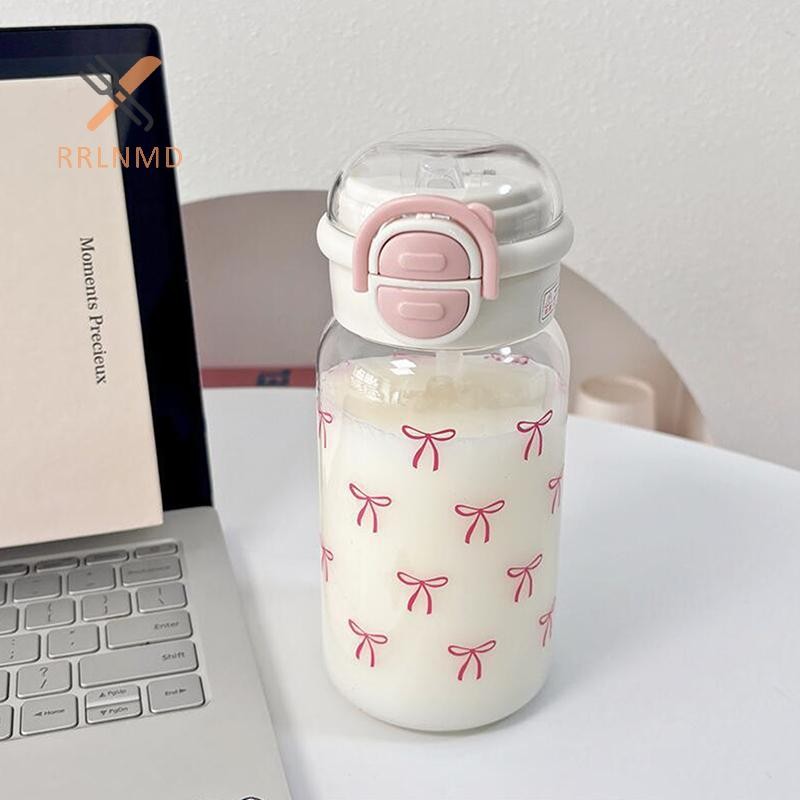 RRLNMD Bình Nước Dễ Thương Có Ống Hút Nhựa Di Động Bật Lên Nắp Cốc Nước Cho Trẻ Em Kawaii Chai Nước Chống Rò Rỉ Bình Uống Dễ Thương MỚI