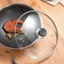 YUJUNI Chảo Chiên, Vỏ Nồi Kính Cường Lực Có Thể Nhìn Thấy, Núm Inox Bền Đẹp Chảo Tròn Nắp Chảo Phụ Kiện Nhà Bếp