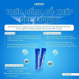 Thực phẩm bổ sung gel xương khớp LIGPRO 20 Gói x 25ml Bổ sung gel xương khớp khi vận động thể thao