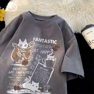 Áo thun nam EERSHENSHI American Retro Niche Street Tay ngắn Cotton dáng rộng Top Size M-5XL