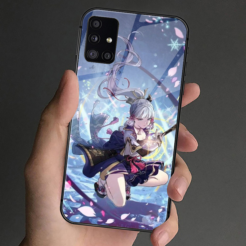 Ốp Điện Thoại Kính Cường Lực Genshin Impact Kamisato Ayaka 02 Cho Samsung Galaxy S9 Plus S10 S10e S20 FE S20 Plus S21 S22 S23 S24 Ultra Cover