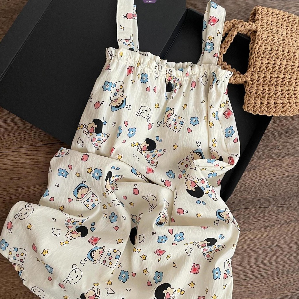 Kẻ Sọc Miffy Thỏ Váy Ngủ Nữ Mùa Hè Nhỏ Tay Bay Mới Ins Hoạt Hình Nhật Bản Dễ Thương Homewear [BL]