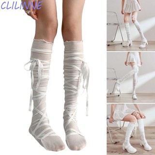 CLI Ba Lê Băng Đùi Vớ Strappy Tất Dài Cho Nữ Lolitas Trên Đầu Gối Tất Buộc Chân Bao Tất Quà Tặng