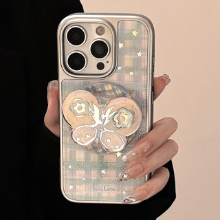 [Sheren] Vỏ điện thoại giá đỡ nơ xoay mạ vàng Thích hợp cho i17 16 15 14 13 12 11 pro max Vỏ bảo vệ chống sốc
