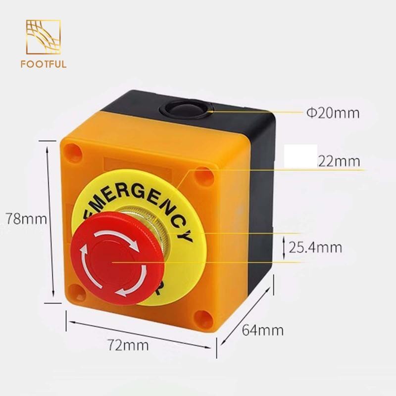 Nút nhấn công tắc dừng khẩn cấp có hộp Phụ kiện AC660V 10A 2.8x2.5x3inch