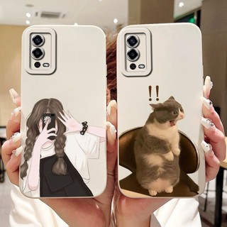 Dành Cho OPPO A55 CPH2325 Vỏ Hoạt Hình Mèo Thỏ Dễ Thương Mới OppoA55 A 55 4G Vỏ Điện Thoại Silicon Mềm Bảo Vệ Ống Kính