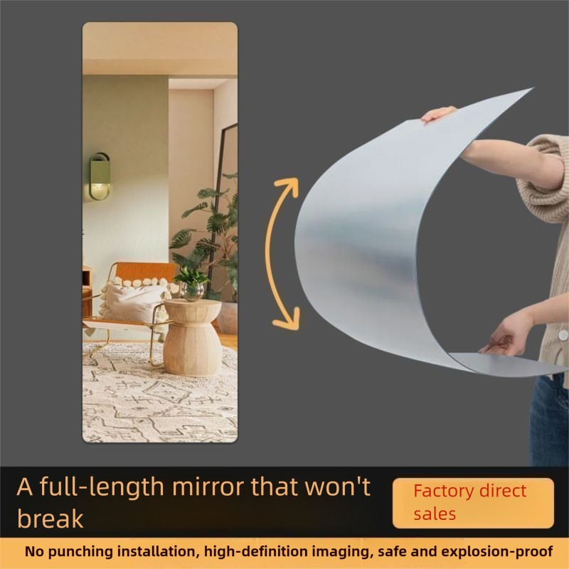 Acrylic Full-Body Gương Dính Tường Tự Dính Gương Mềm Phía Sau Cửa Thay Đồ Gương Treo Cửa Không Đục Lỗ Hidden Wardro