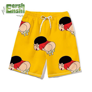 Quần short nam mùa hè đa năng, họa tiết hoạt hình, phong cách Hàn Quốc mới