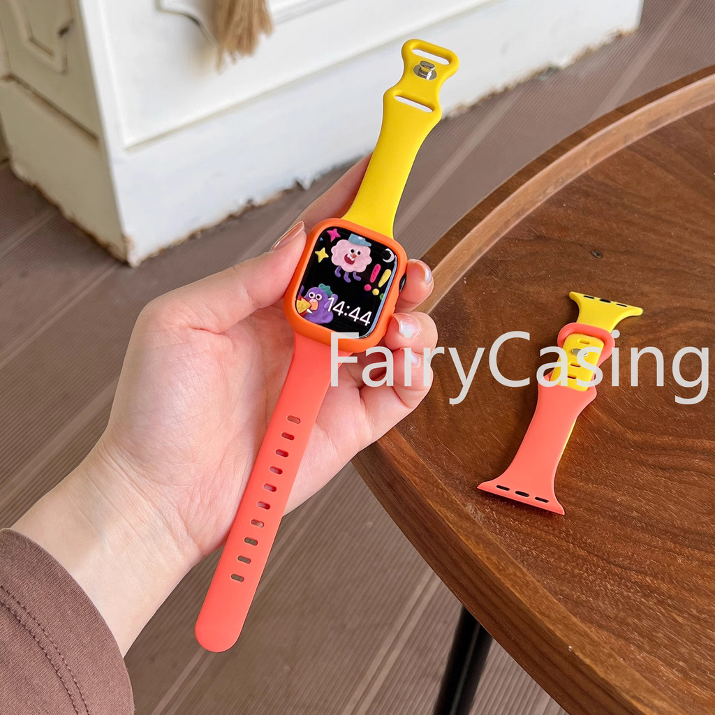 Ốp lưng Candy Color S11 S11 + Dây đeo silicon mỏng S11 cho Iwatch 49mm 44mm 40mm 45mm 41mm 42mm 46mm Vòng đeo tay thể thao cho Apple Watch Series 8 7 Se 4 5 6 9 10 Ultra 2