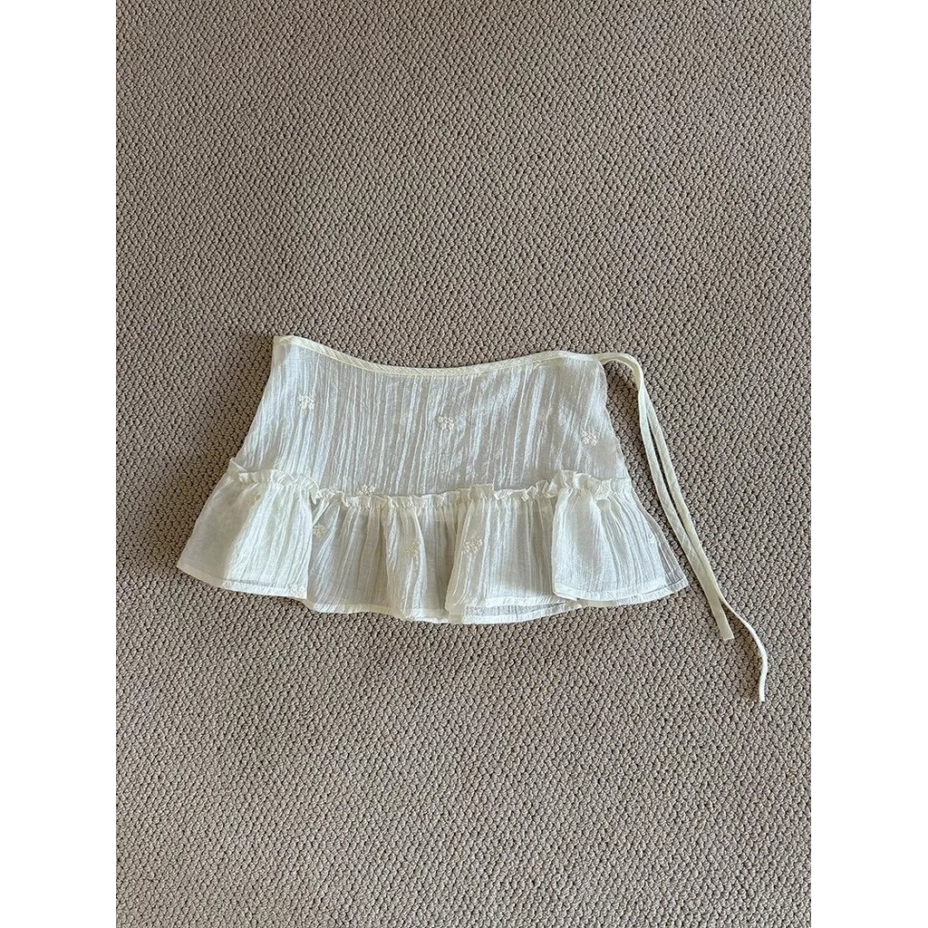 Milyfashion Tất Cả Trận Đấu Váy Chữ A Ren Màu Trơn Lưới Phối Ren Fart Rèm Ngọt Nửa Chiều Váy Hợp Thời Trang
