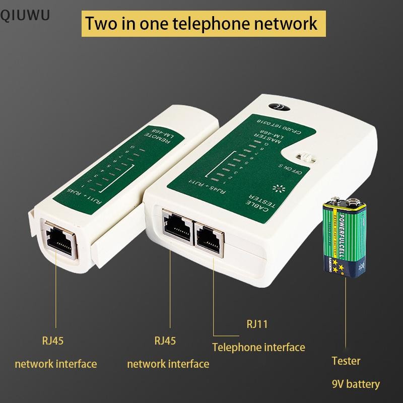 Máy kiểm tra cáp mạng QIUWU RJ45 RJ11 Cat5 Cat6 UTP LAN Cable Test Tool Mạng dây cáp điện thoại Công cụ theo dõi máy dò đường dây.