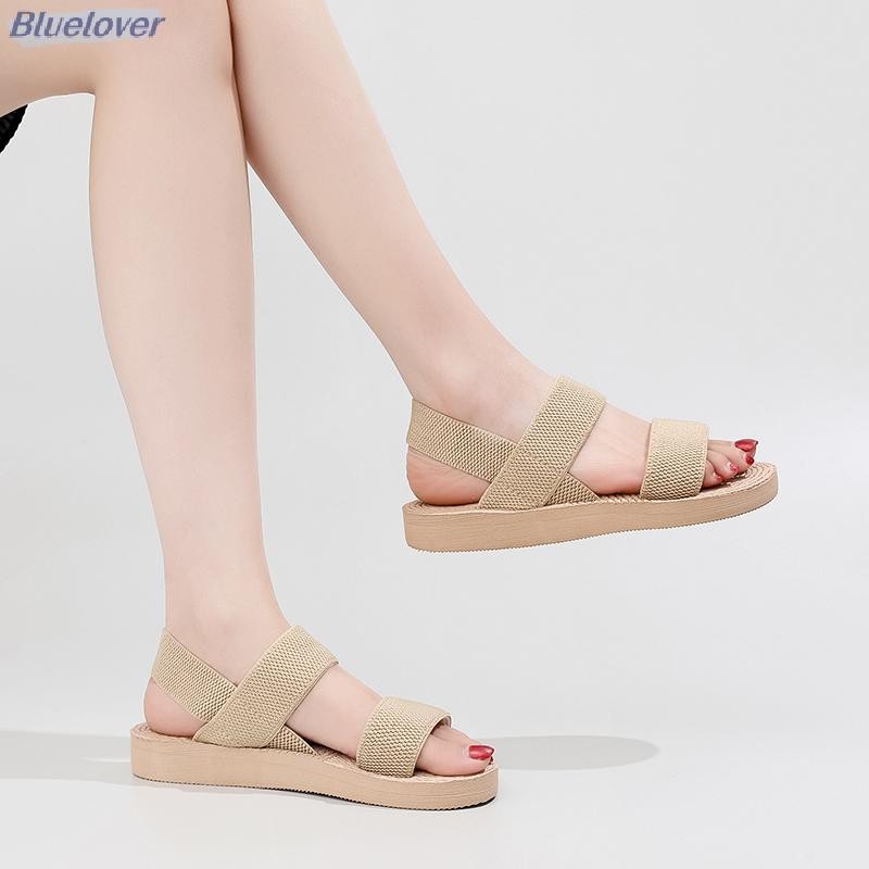 Bluelover Thời Trang Phẳng Chống Trơn Trượt Mềm Mại Thường Ngày Đi Biển Thấp Top La Mã Dép Dành Cho Nữ Mới