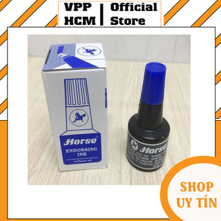 Combo 2 Mực dấu Horse 30ml mực xanh đỏ đen, mực tươi sáng, đậm đặc, nhanh khô, không mùi