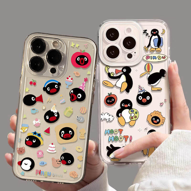 Ốp Lưng Cho Iphone 16 Pro Max 11 12 13 14 15 Pro Max 6 6S 7 8 Plus X XS XR SE 2 3 Ốp Điện Thoại Anime Dễ Thương Pingu Hoạt Hình Động Vật Chim Cánh Cụt TPU Chống Sốc Camera Bảo Vệ Mềm Mại