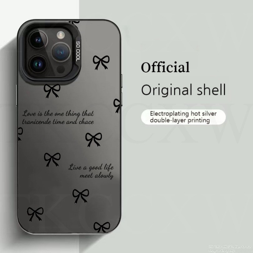 Ốp Điện Thoại Mờ In Nơ Trắng Đen Cho OPPO A60 A78 A58 A98 A52 A92 A38 A18 A95 A74 A54 A17 A17K A1 A2 A3 Pro A2M Ốp Lưng Cao Cấp