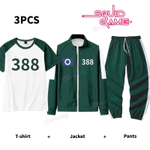 Squid Game 3 Cái / bộ Trò Chơi Mực Cosplay Trang Phục Áo Khoác + Áo Thun + Quần Nam Nữ Halloween Nhập Vai Sự Kiện Tracksuits Dây Kéo Áo Khoác Trang Phục Tiệc — ảnh 8