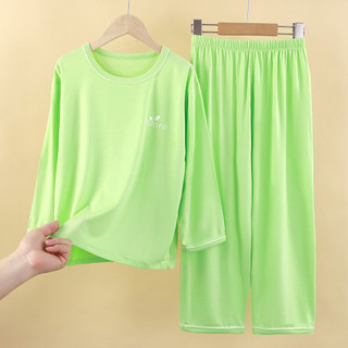 (6m-18Yrs) Bộ đồ ngủ mùa hè cho trẻ em Ice Silk Người lớn Quần dài tay mỏng mát mẻ Bộ đồ ngủ trẻ em