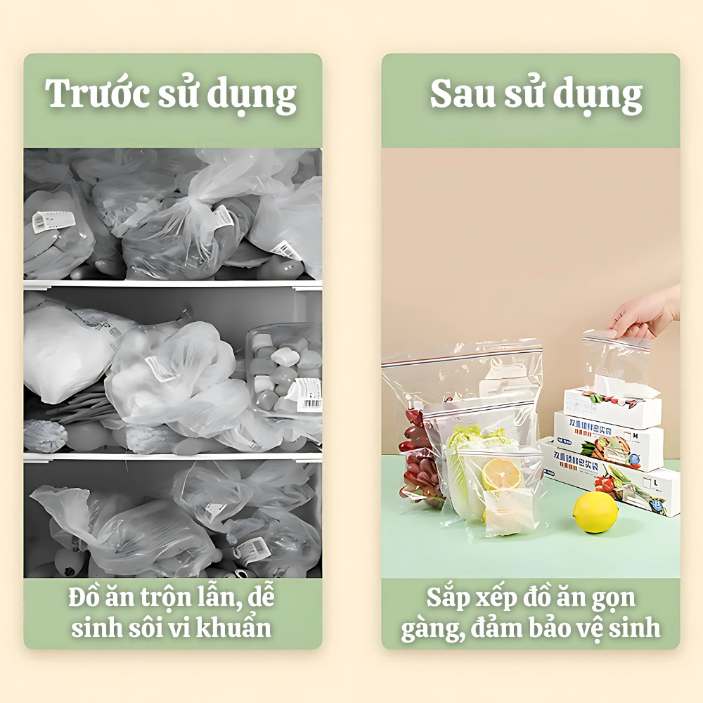 Combo 3 Hộp Túi Zip Đựng Thực Phẩm, Bảo Quản Đồ Ăn Đông Lạnh, Đồ Khô Tiện Lợi, Túi Bọc Thực Phẩm DINO