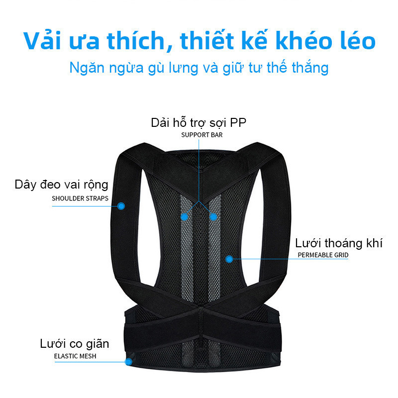 Đai Chống Gù Lưng Cao Cấp, Định hình cột sống, Dành cho cả nam và nữ, Cho dân VP + HS