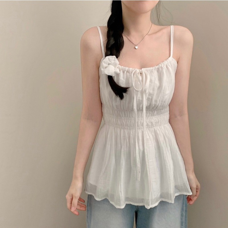 SUXI Áo sơ mi buộc dây nhẹ nhàng dành cho nữ mùa hè mới