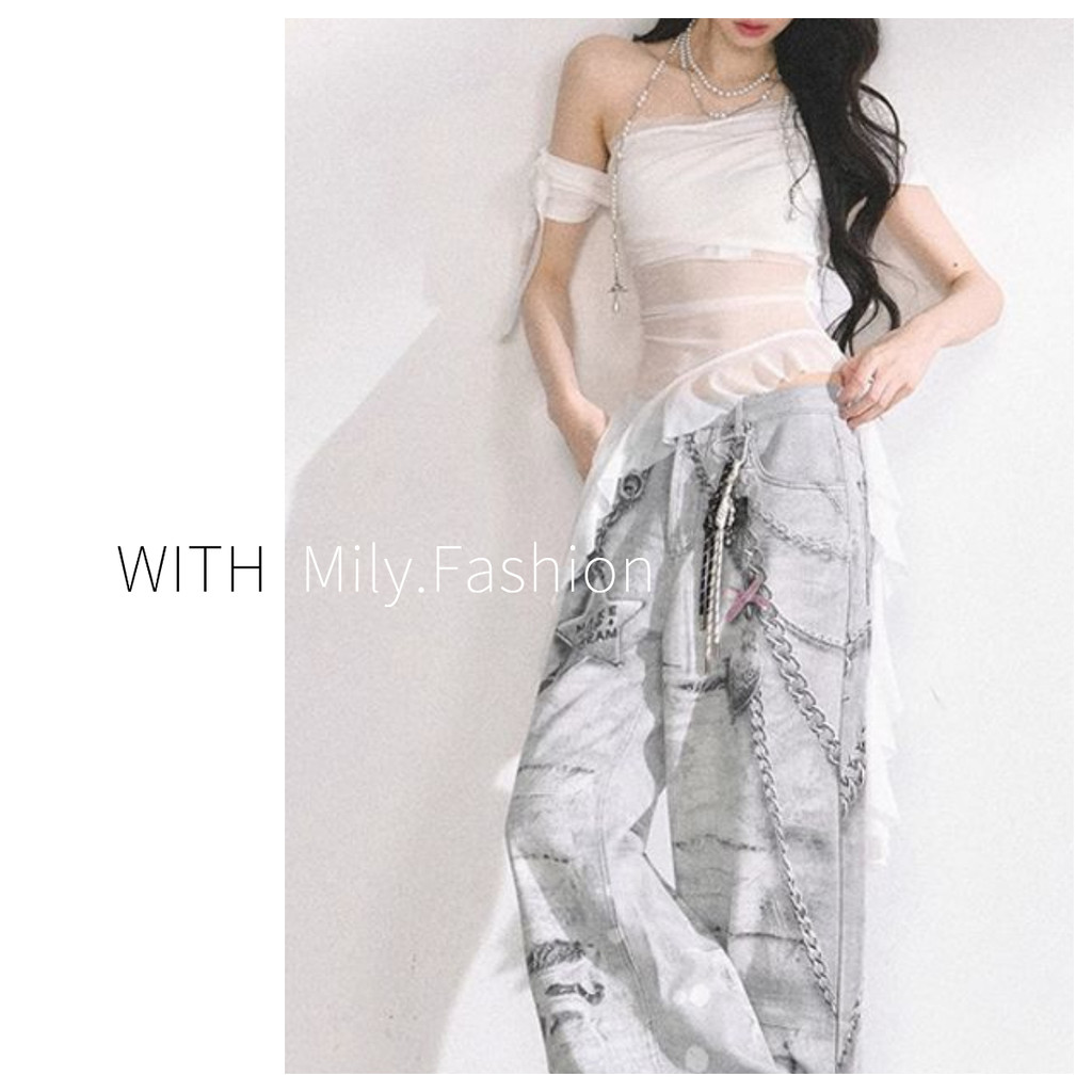 Milyfashion Pure Desire - Áo sơ mi vuông vai, tay ngắn, thiết kế thanh mảnh và hơi trong suốt