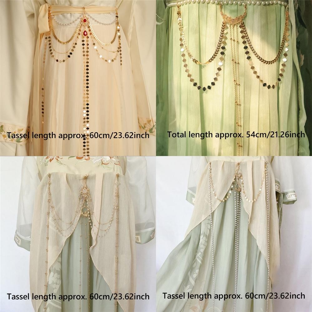 Mặt dây chuyền thắt lưng phong cách Trung Quốc TRACELIOIAN, Dây thắt lưng Hanfu truyền thống có thể tháo rời, Phụ kiện trang phục Hanfu tua dài cổ điển dành cho nữ
