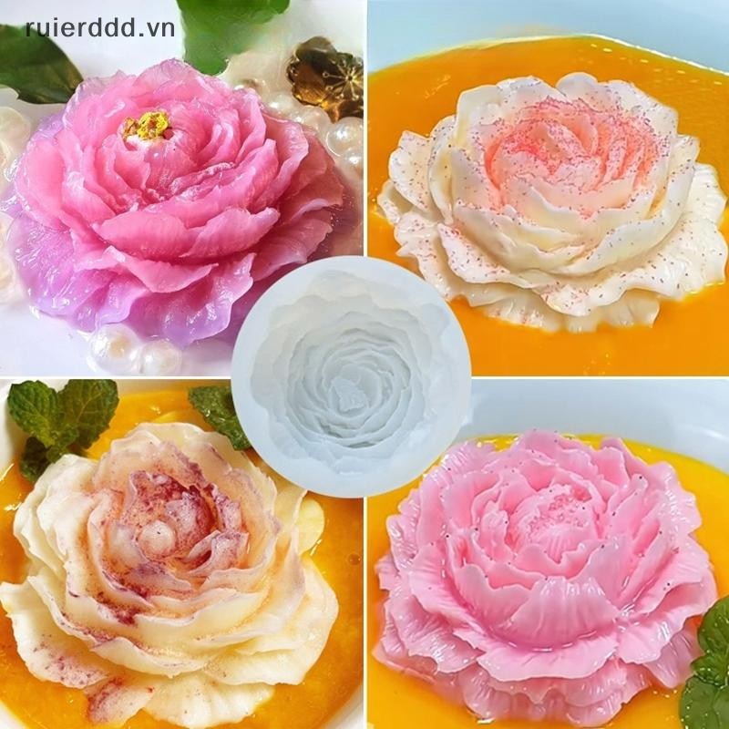# ruierdd # Khuôn silicon hình hoa mẫu đơn Bánh hoa hồng Khuôn silicon sô cô la Khuôn xà phòng Quà tặng ngày lễ tình nhân Khuôn hoa hồng.