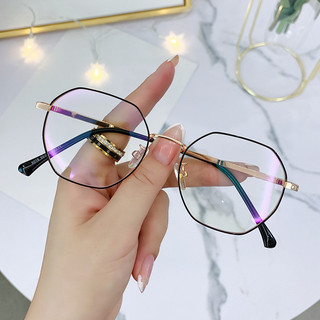Kính cận thị độ 0-500, khung kim loại hình bát giác, thời trang cho nữ và học sinh, bảo vệ mắt khỏi ánh sáng xanh