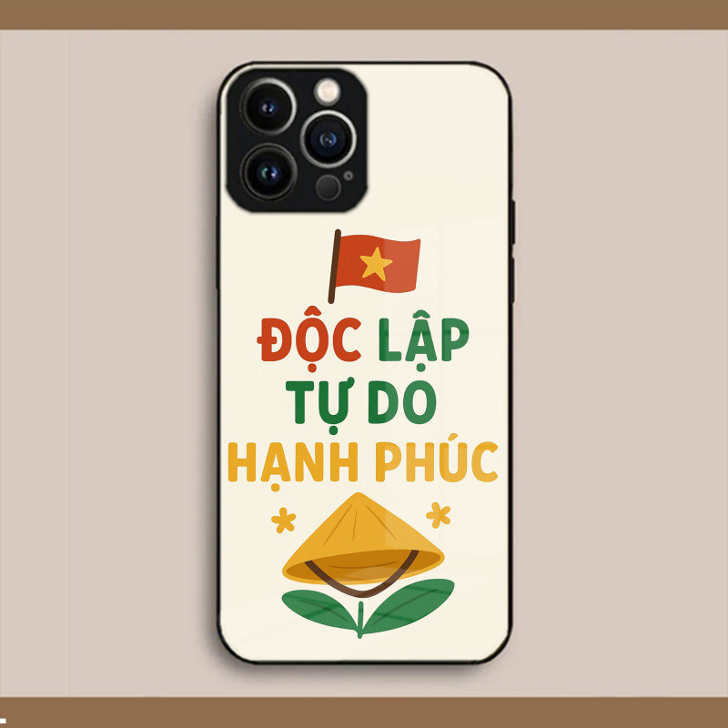 Độc lập - Tự do - Hạnh phúc Việt Nam Cờ Đỏ Star Wine Glass Case cho iPhone 16 17,15 14 13 12 11 8 7 6 6s 6p 7p 8p 6g 7g 8g
