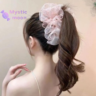 [Huyền bí] Mùa hè Lưới ngọt ngào Vải tuyn Nơ Lớn Vuốt Tóc Kẹp Dành Cho Nữ Màu Trơn Thanh Lịch Nơ Đuôi Ngựa Kẹp Phụ Kiện Mũ Đội Đầu Mới [Mới]
