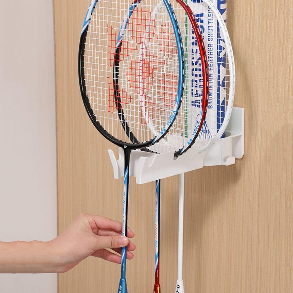 Móc treo vợt Tennis WANYEDI, Giá đỡ vợt cầu lông 3 khe không cần đục lỗ, Giá treo tường có giá đựng bóng Cầu lông