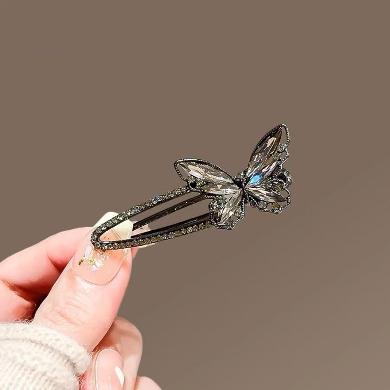 MAUROPOLI [Sẵn Sàng] Kẹp Tóc Kim Loại Bướm Tinh Tế Nữ Phong Cách Mới Niche Kẹp Tóc Bên Mỏ Vịt Kẹp Nữ Tính Cảm Thấy Nổ Kẹp Tóc Gãy