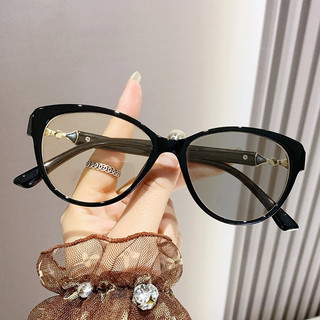 Kính cận thị 0-500 độ đổi màu quang chống ánh sáng xanh không có độ kính cận thị nữ mặt trơn mỏng thành phẩm kính cận thị sinh viên