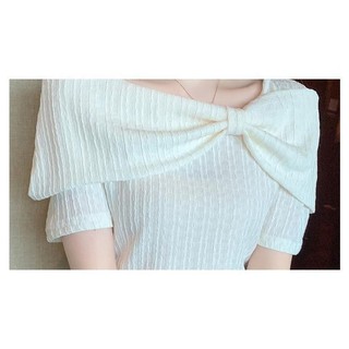Mùa Hè 2025 Mới Nữ Nơ Chi Tiết Vai Ngắn Tay Thiết Kế Áo Voan Top Độc Đáo Và Phong Cách Áo